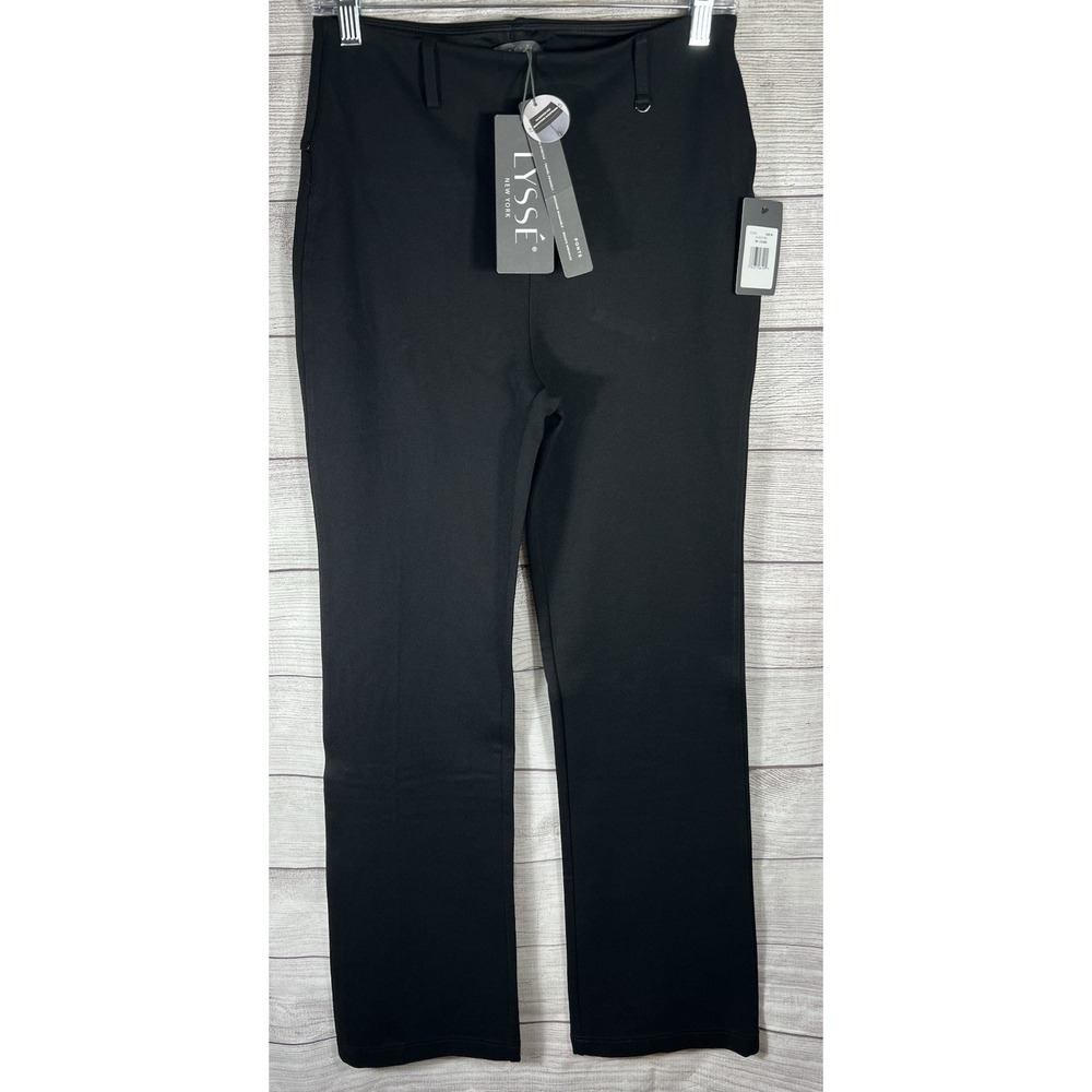 NWT Lysse Women's Sz L Black Viscose Blend Stretch‎ Ankle Zip Minimalist Pants